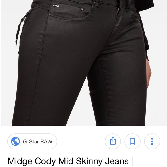 G Star Matte-leather Black Midge Cody Jeans - Picture 2 of 8